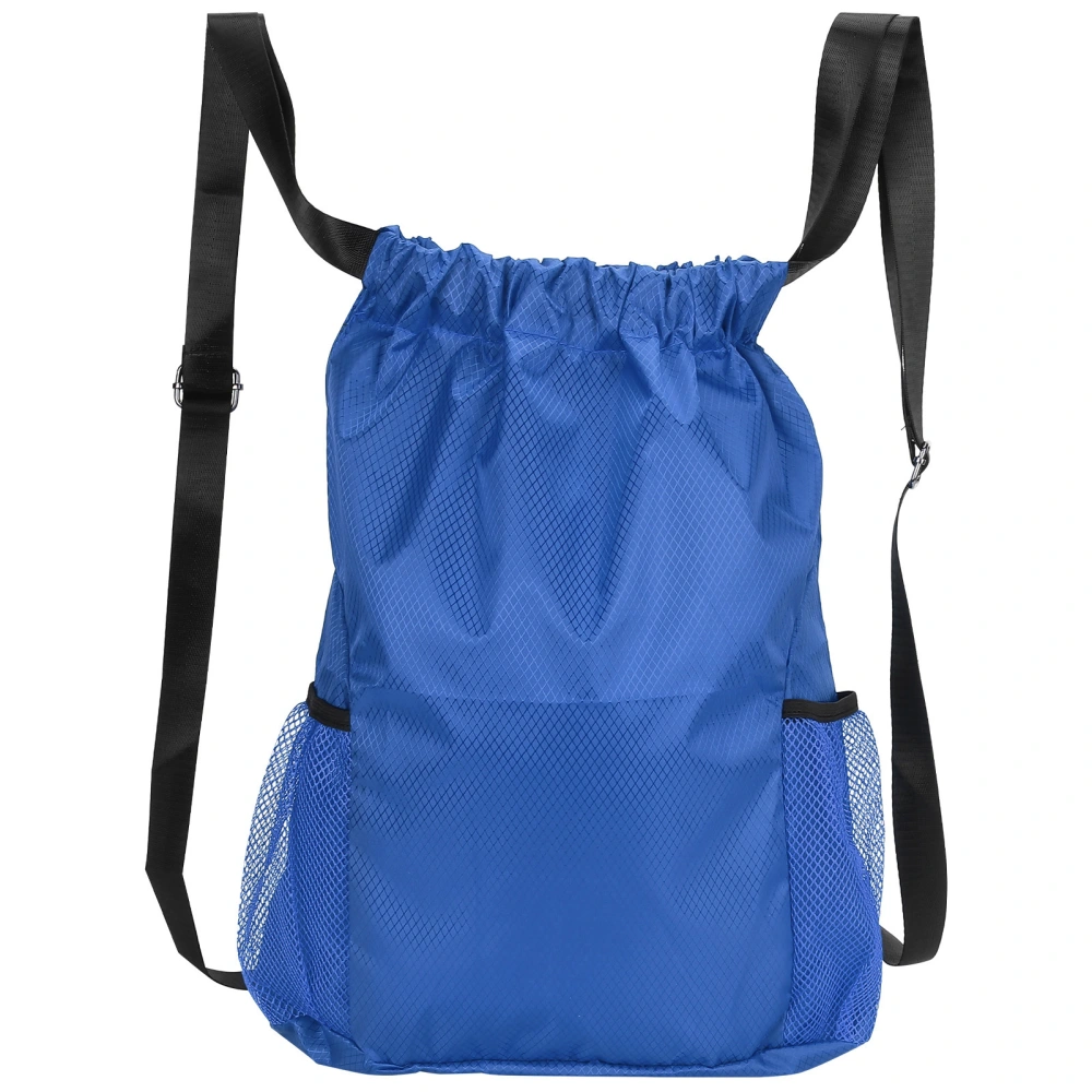 Drawstring Pocket Double Shoulder Backpack Thickened Waterproof Travel Storage BagRoyal Blue