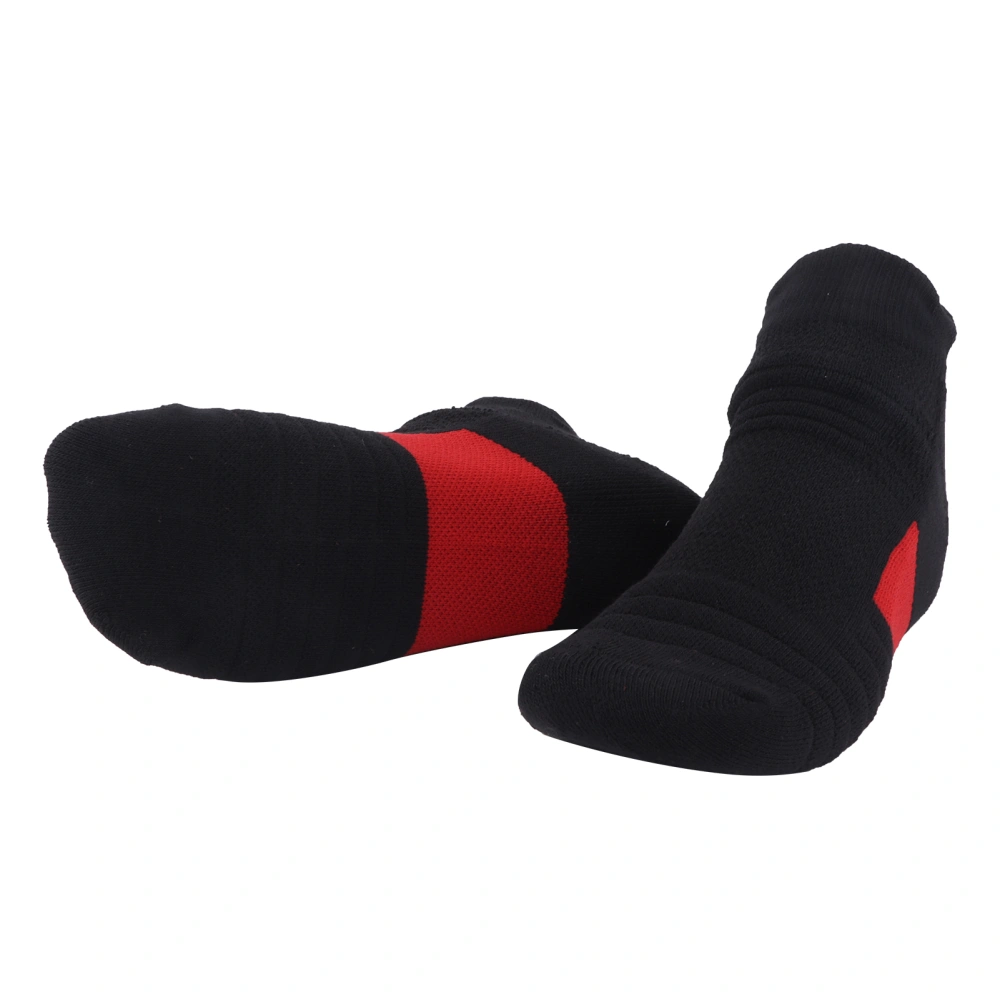 Combed Cotton Basketball Breathable Anti Slip Sport Running Shock Absorption Socks(Black Red )