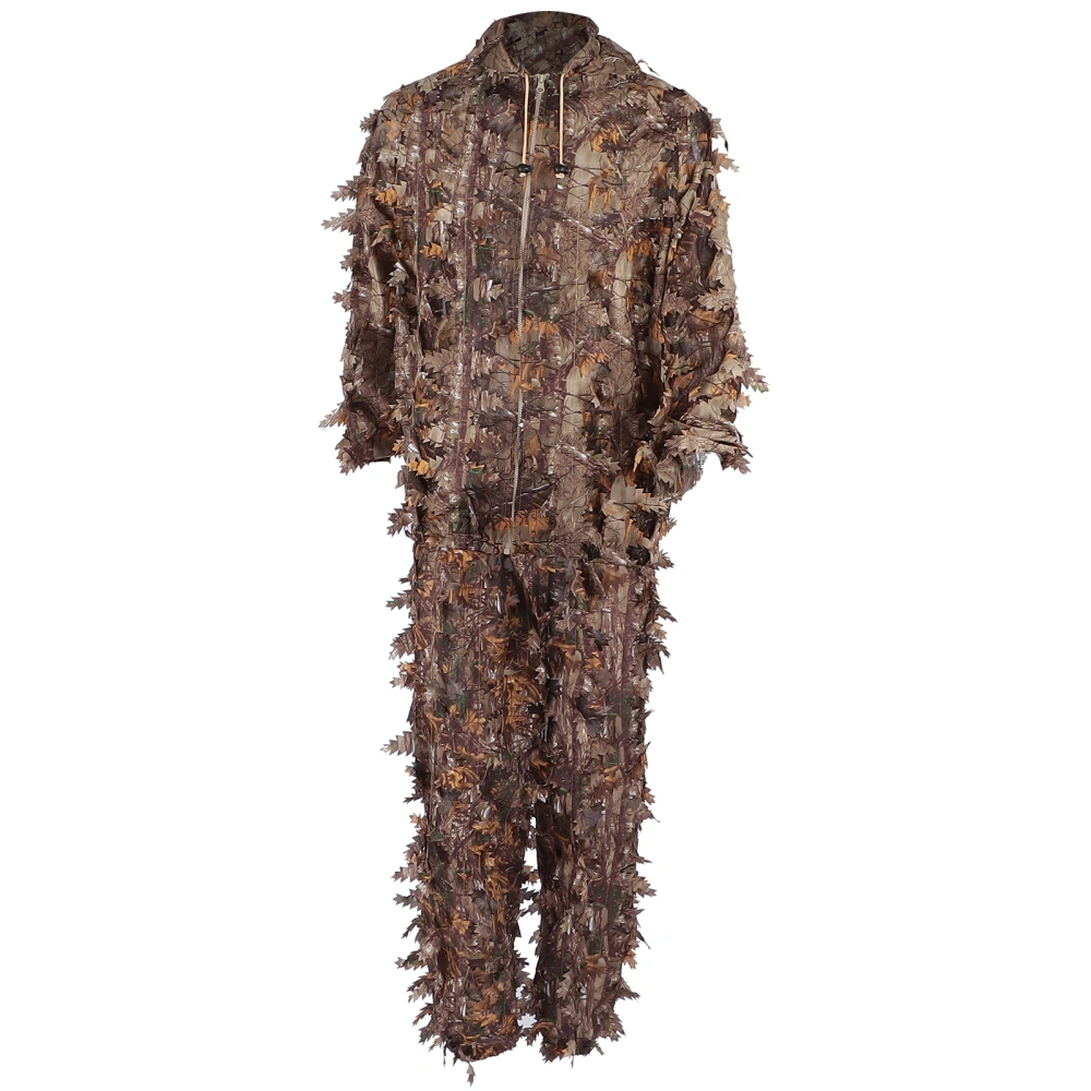 Brown Wild Camouflage Ghillie Suit 3D Leaf Jackets and Pants Set Clothes for Hunting