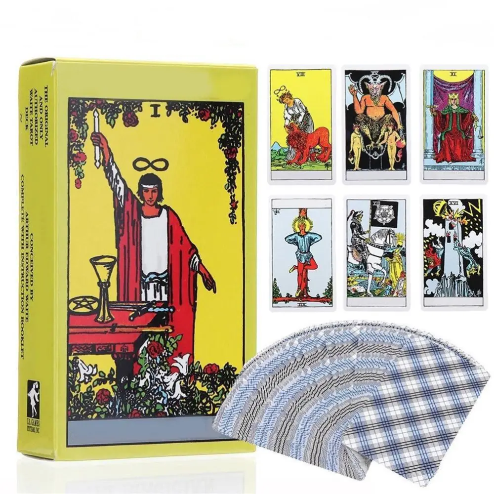 English Tarot Cards Classic Tarot Cards Deck Travel Tarot Card Board Game Power Deck with Guide Booklet 78 Tarot Cards for Beginners