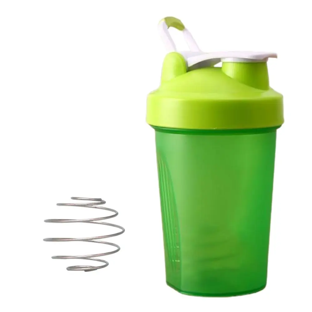 400ml Protein Shaker Container Leak Proof Protein Powder Shaker Bottle with Scale and Stainless Whisk Ball for Fitness Sports Green