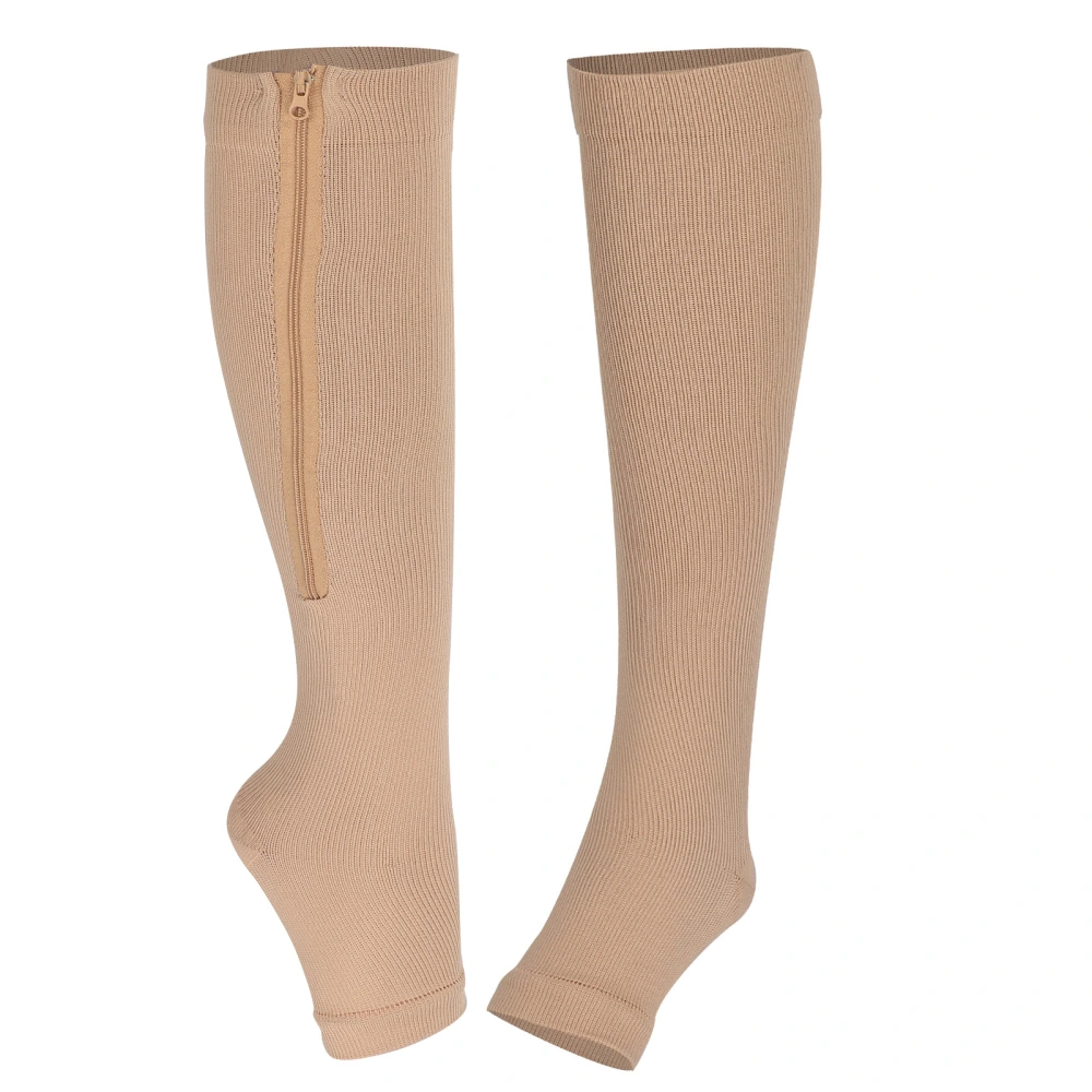 2pcs Zippered Compression Socks Support Stockings Elastic Open Toe Leg Support Stocking