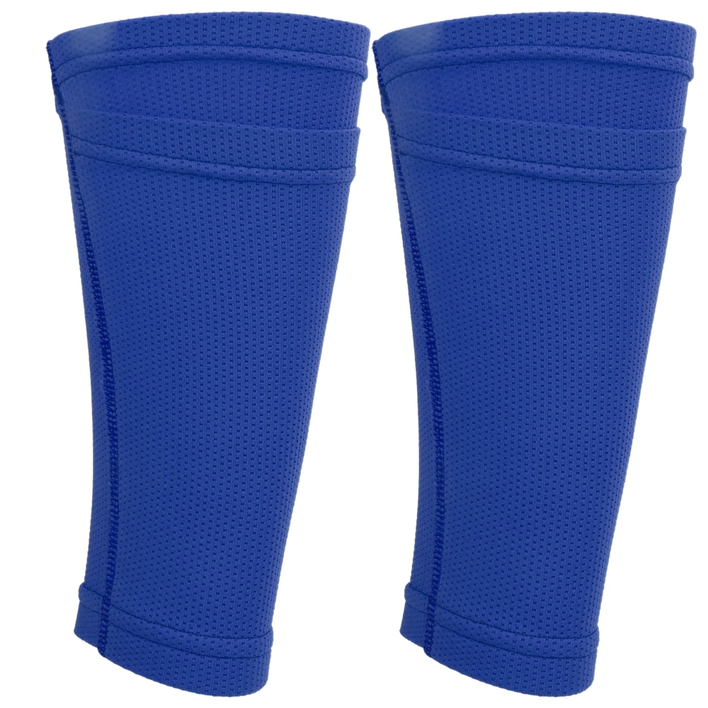 1 Pair Soccer Shin Guard Socks Double Layer Shin Pad Sleeves for Football Training BlueYouth / M