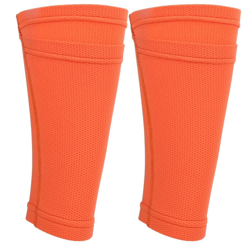 1 Pair Soccer Shin Guard Socks Double Layer Shin Pad Sleeves for Football Training OrangeYouth / M