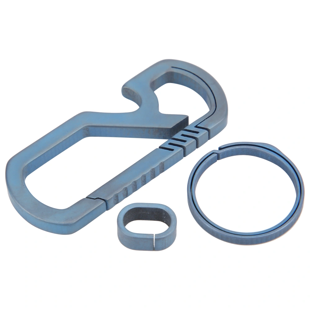 Outdoor Multi‑Functional Titanium Alloy Keychains Clip Bottle Opener Keyring HolderBlue