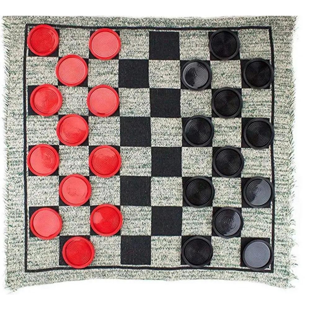 3 in 1 Giant Checkers Set Tic Tac Toe Game Board for Adults and Kids with 24 Checker Pieces Indoor and Outdoor Games for Family and Party