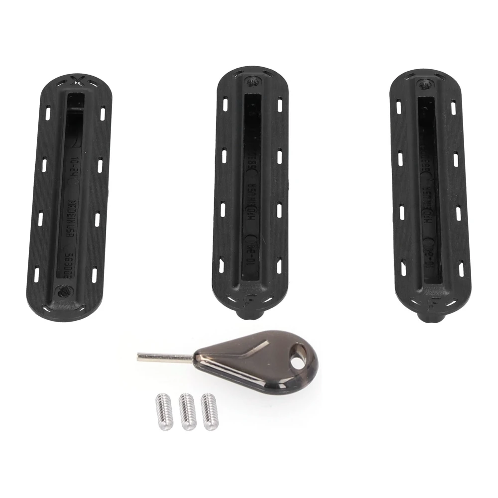 3Pcs/set Surfboard Rudder Groove Plastic Finned Box Plug Fin Plug Base with ScrewsBlack