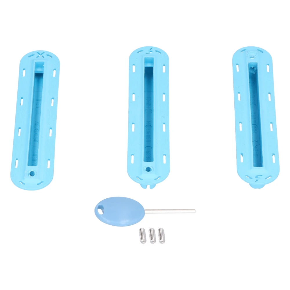 3Pcs/set Surfboard Rudder Groove Plastic Finned Box Plug Fin Plug Base with ScrewsBlue