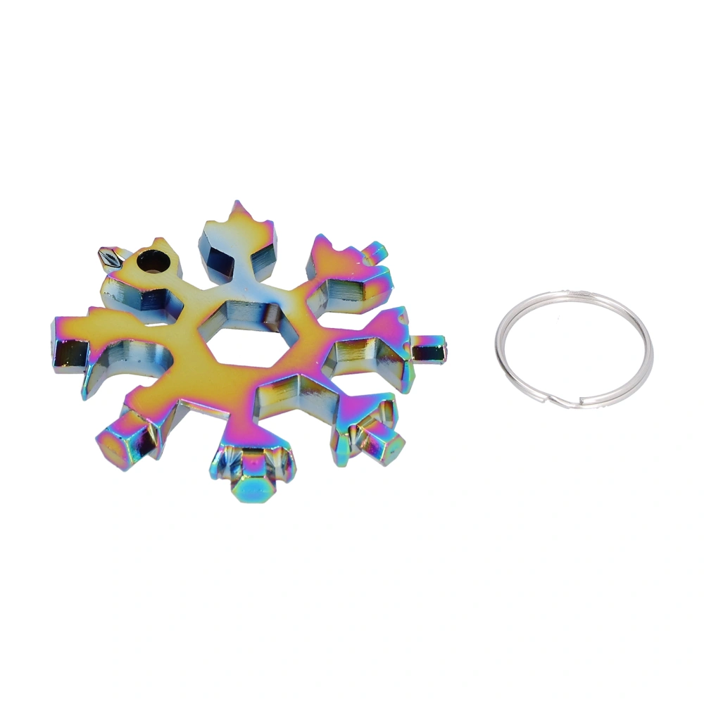 18 in 1 Multifunctional Stainless Steel Snowflake Tool Hex Wrench with Key ChainColorful