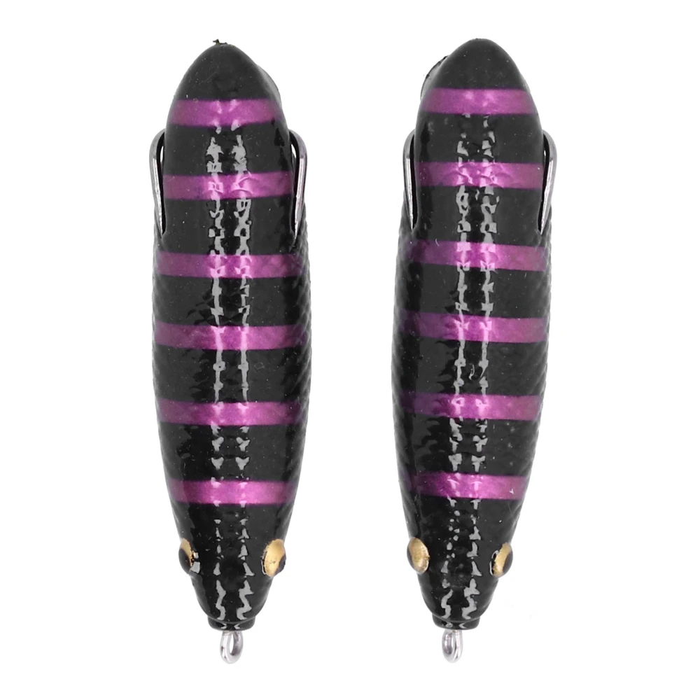 2Pcs Artificial Fish Shaped Bait Lifelike Soft Silicone Lure Fishing Swimbait with HookPurple Stripe Black