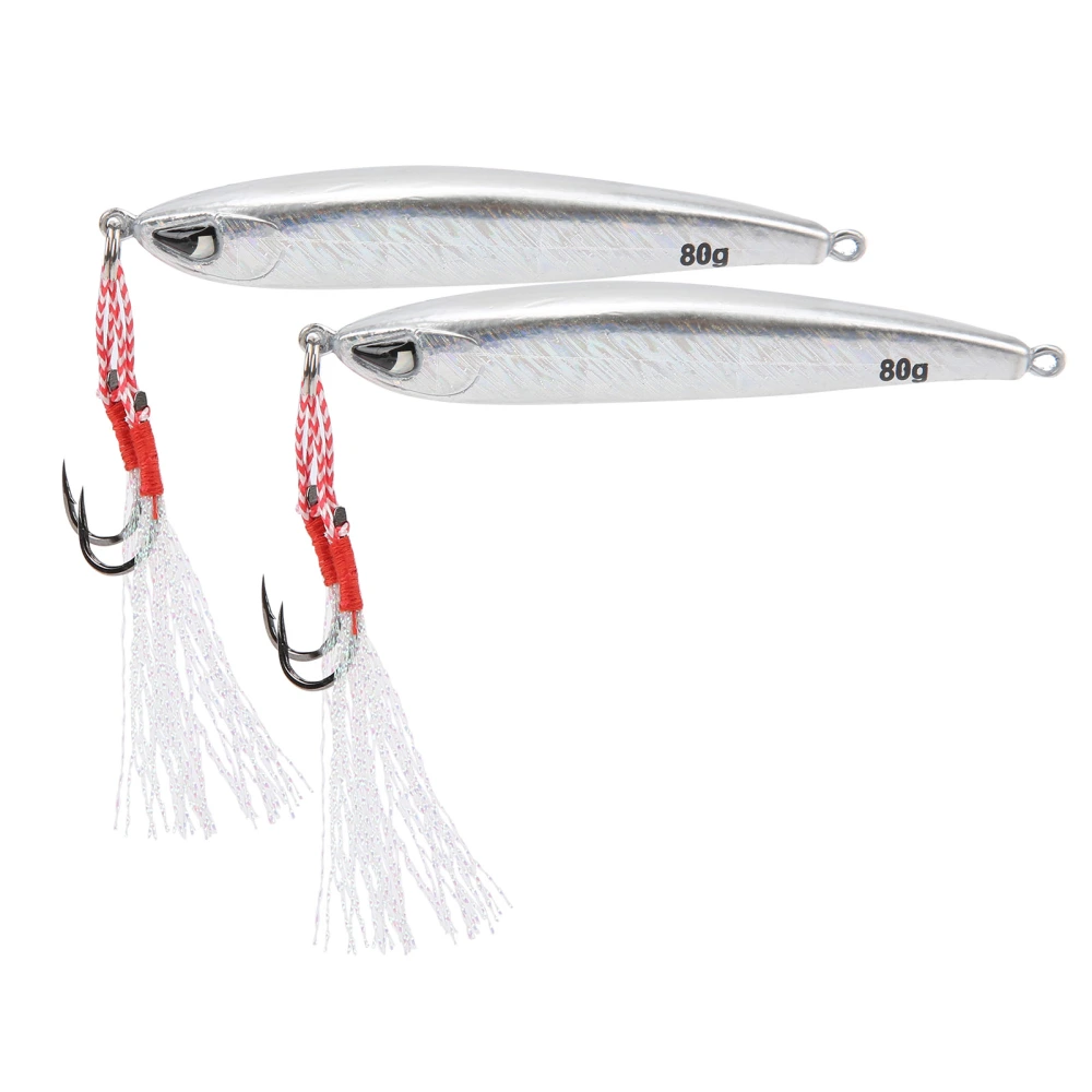 2Pcs Fishing Lures 3D Eyes Bait Jig Wobbler Lure with Double Hook for Bass Pike FishingSilver