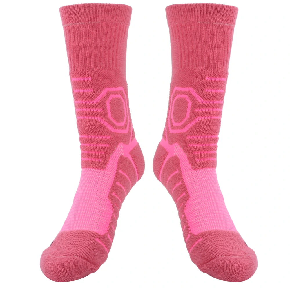 1Pair Sports AntiSlip Socks Breathable Basketball Football Athletic Protection Socks(Pink )