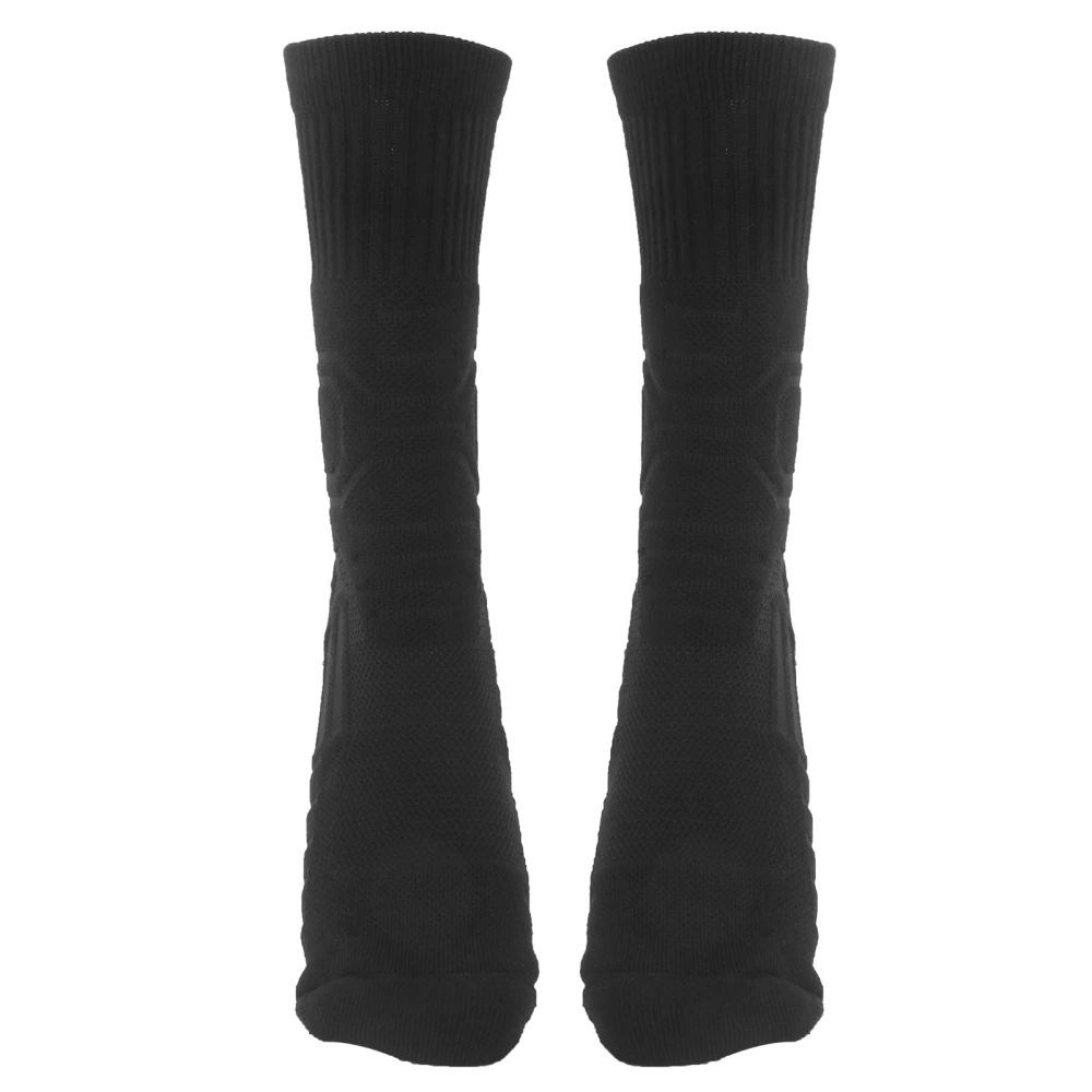 1Pair Sports AntiSlip Socks Breathable Basketball Football Athletic Protection Socks(Black )