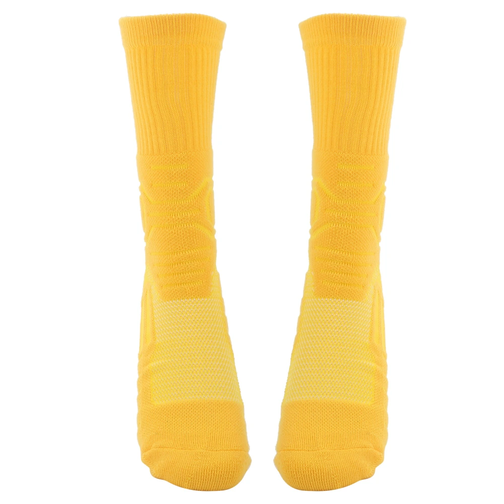 1Pair Sports AntiSlip Socks Breathable Basketball Football Athletic Protection Socks(Yellow )