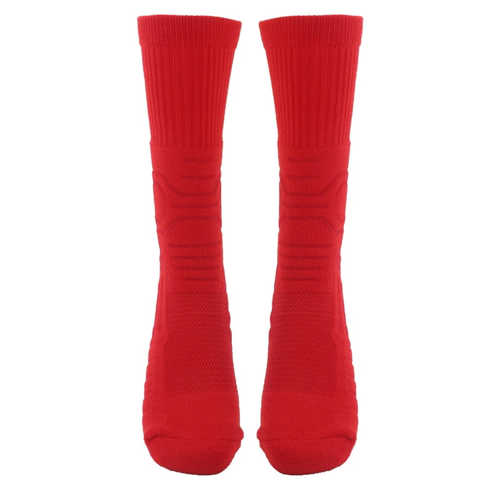 1Pair Sports AntiSlip Socks Breathable Basketball Football Athletic Protection Socks(Red )