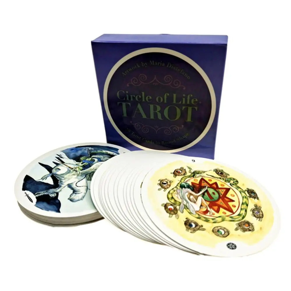 78Pcs Tarot Card Round Circle Of Life Tarot Cards Deck with Colorful Box Mysterious Divination Astrology Board Game Tarot Cards