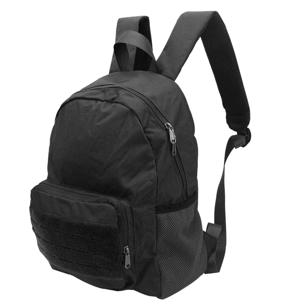 Outdoor Nylon Cloth Backpack Folding Double Shoulder Bag Large Capacity for HuntingBlack