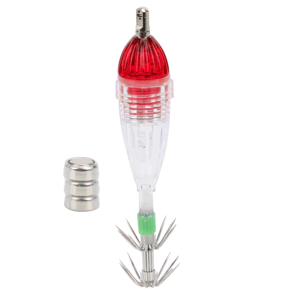 Fishing LED Lure Light Squid Shape Red Light Color Bait Underwater Lamp with Hook