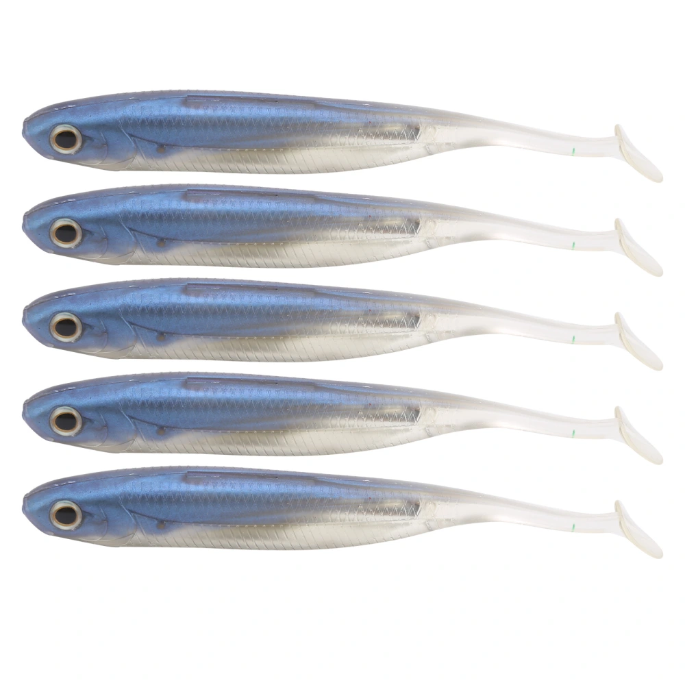 5Pcs Artificial Fish Shape Bait Simulated Soft Lure Lifelike Fake Fish Swimbait Blue