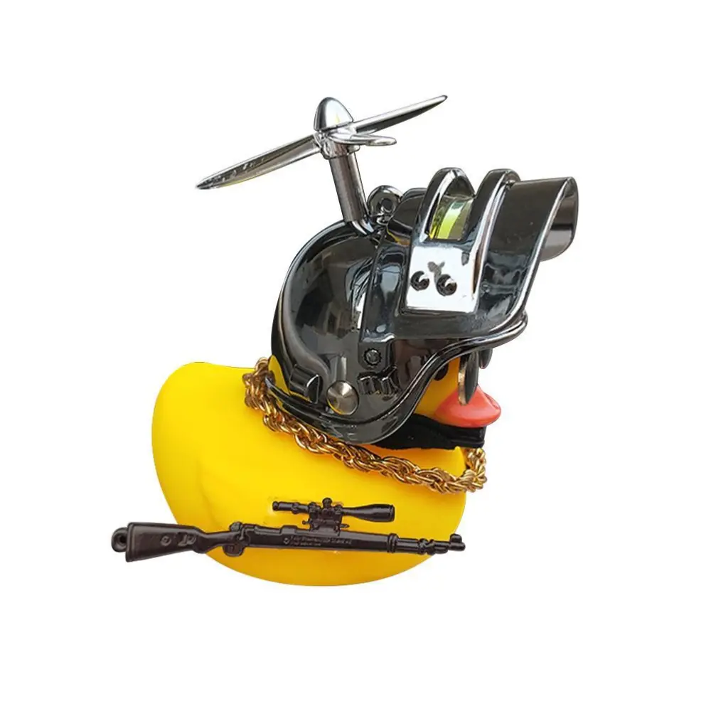 Motorcycle Handlebar Duck Ornament Small Yellow Duck Helmet Ornament