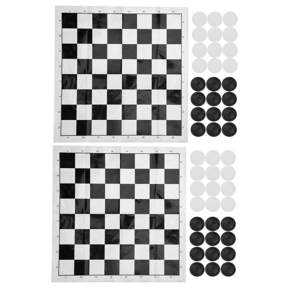 2Set International Checkers Set with Plastic Film Checkerboard Travel Board Games Set