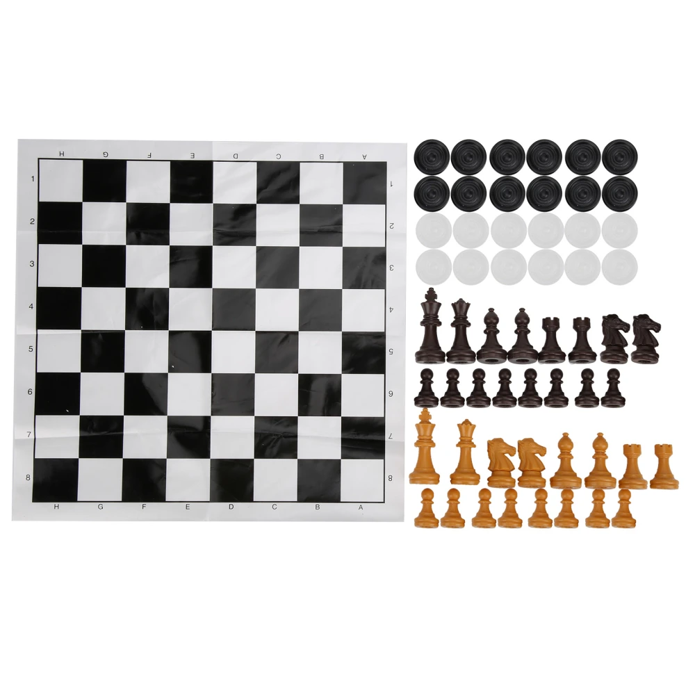 Plastic 2 in 1 International Chess Draughts Set Portable Travel Games Intelligent Toy