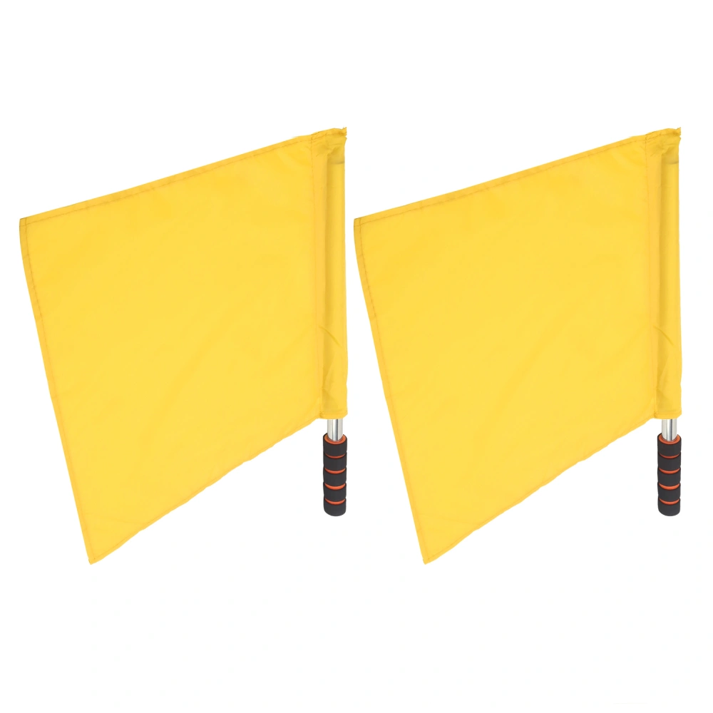 2Pcs Referee Official Flags Stainless Steel Pole Sports Competition Linesman Hand FlagYellow