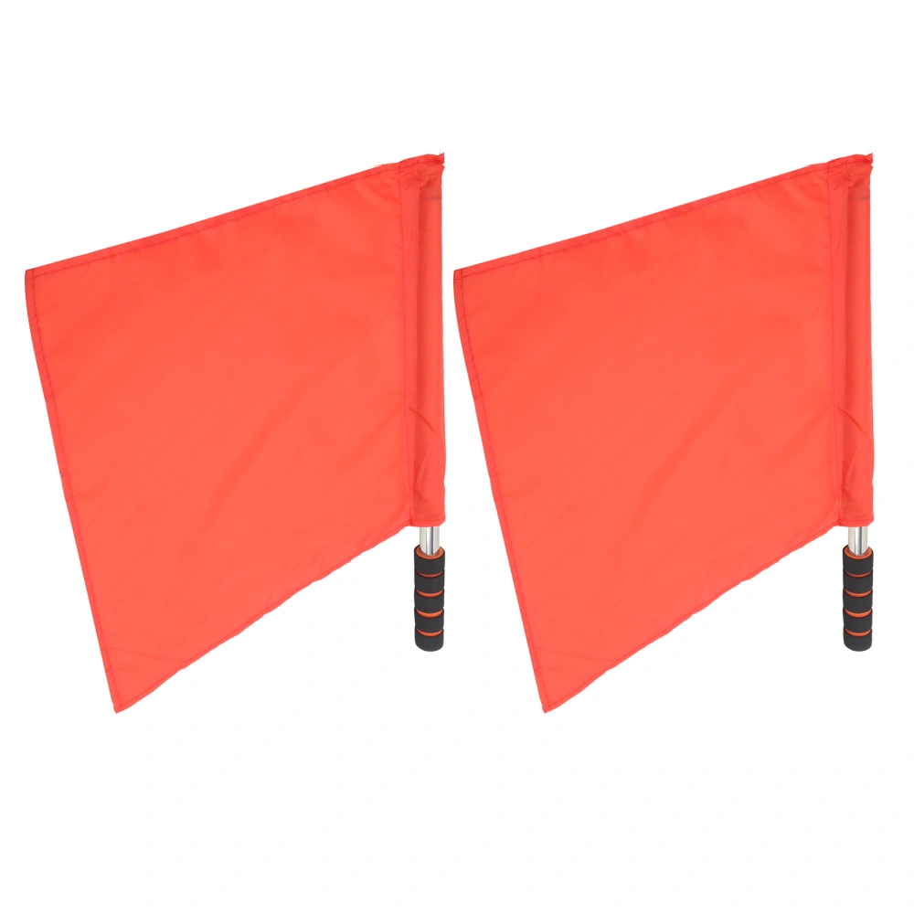 2Pcs Referee Official Flags Stainless Steel Pole Sports Competition Linesman Hand FlagRed