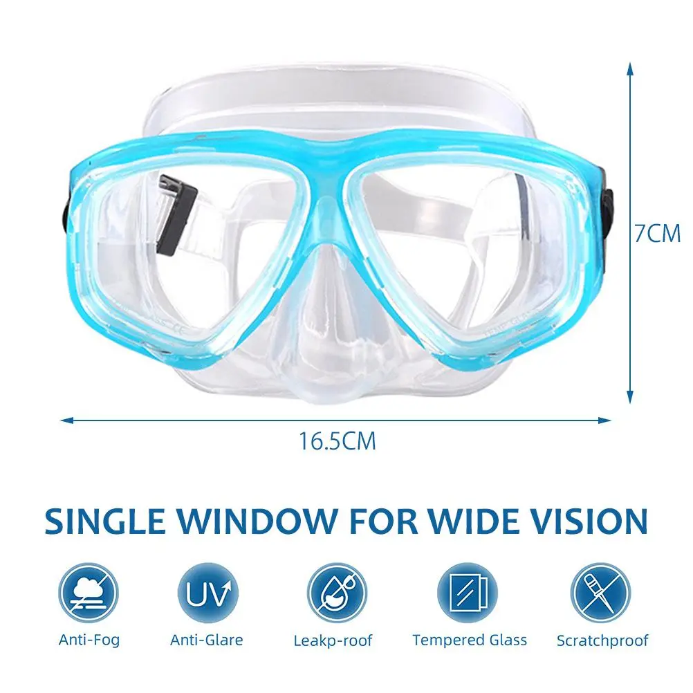 BuyWeek Kids Snorkel Goggles with Tempered Glass Lens 180°Panoramic View Anti Fog Swim Diving Goggles for Youth and Adults