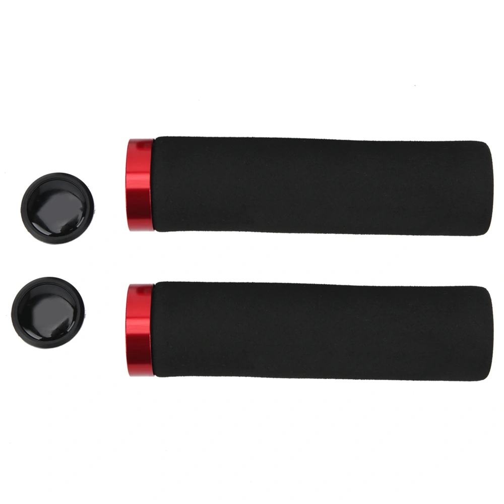 Bicycle ShockAbsorbent Handlebars Comfortable Mountain Bike Skid Resistant Sponge Handlebars(Black Handlebars and Red Lock Rings )