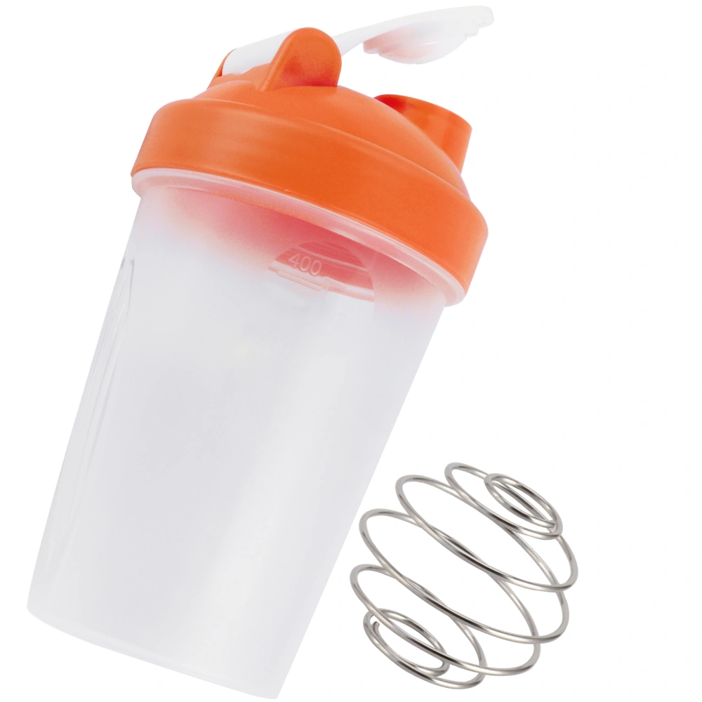 400ML Shake Bottle Plastic Protein Bottle Fitness Water Kettle Sport Cup Without BPAOrange