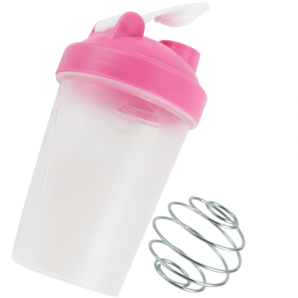 400ML Shake Bottle Plastic Protein Bottle Fitness Water Kettle Sport Cup Without BPAPink