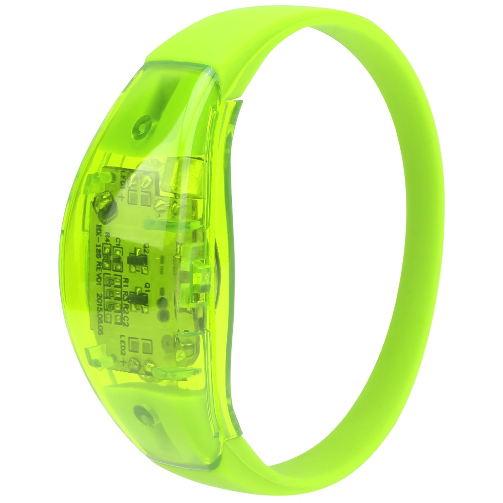 Night Running LED Bracelet Sound Control Light up Silicone Flashing Wristband for PartyGreen