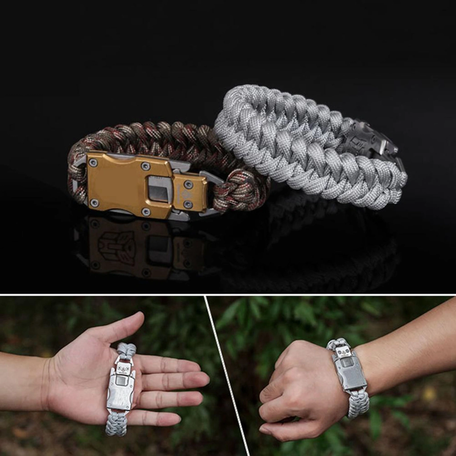 Paracord Outdoor Tool Bracelet Survival Gear Multi Use Survival Bracelet for Outdoor Camping Hiking Fishing