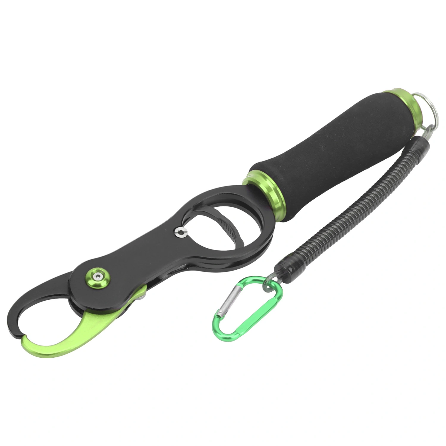 Fish Lip Grip Aluminum Fish Controller EVA Handles Fishing Control Tool with RopeGreen