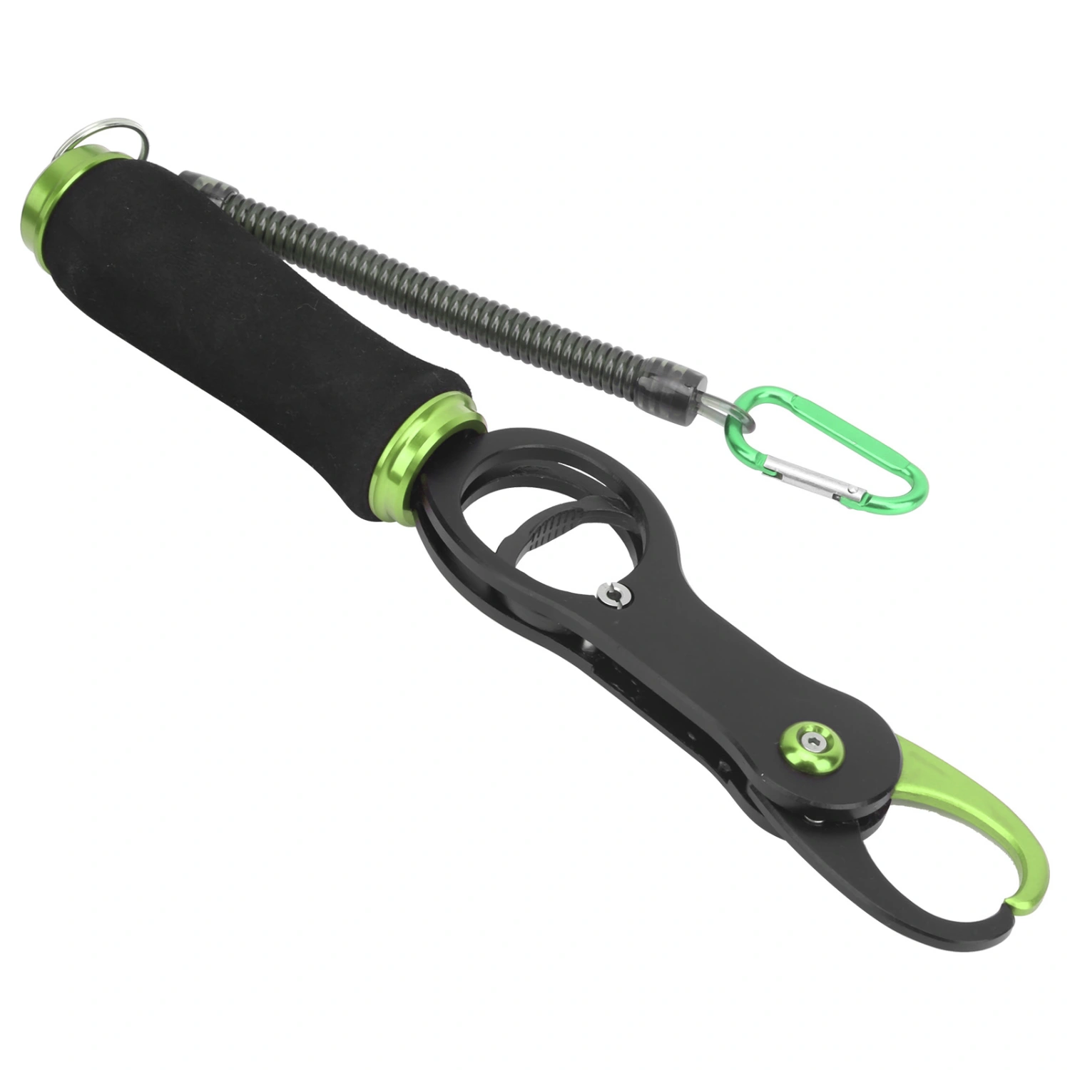 Fish Lip Grip Aluminum Fish Controller EVA Handles Fishing Control Tool with RopeGreen