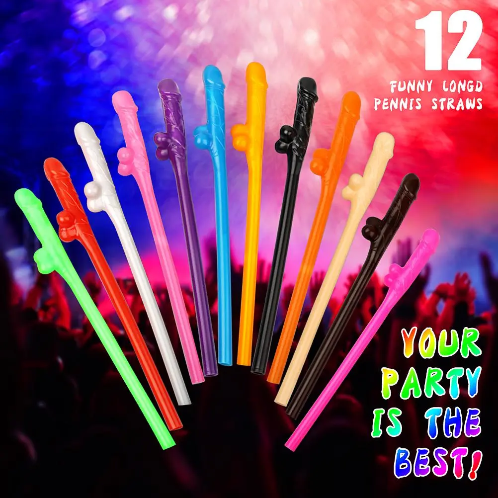 10Pcs Personalized Straws For Weddings Bachelor Parties Rose Blue Black Flesh