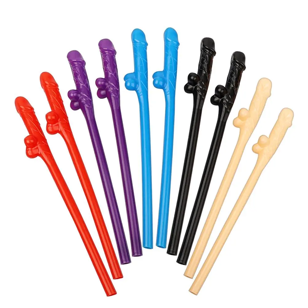 10Pcs Personalized Straws For Weddings Bachelor Parties Rose Blue Black Flesh
