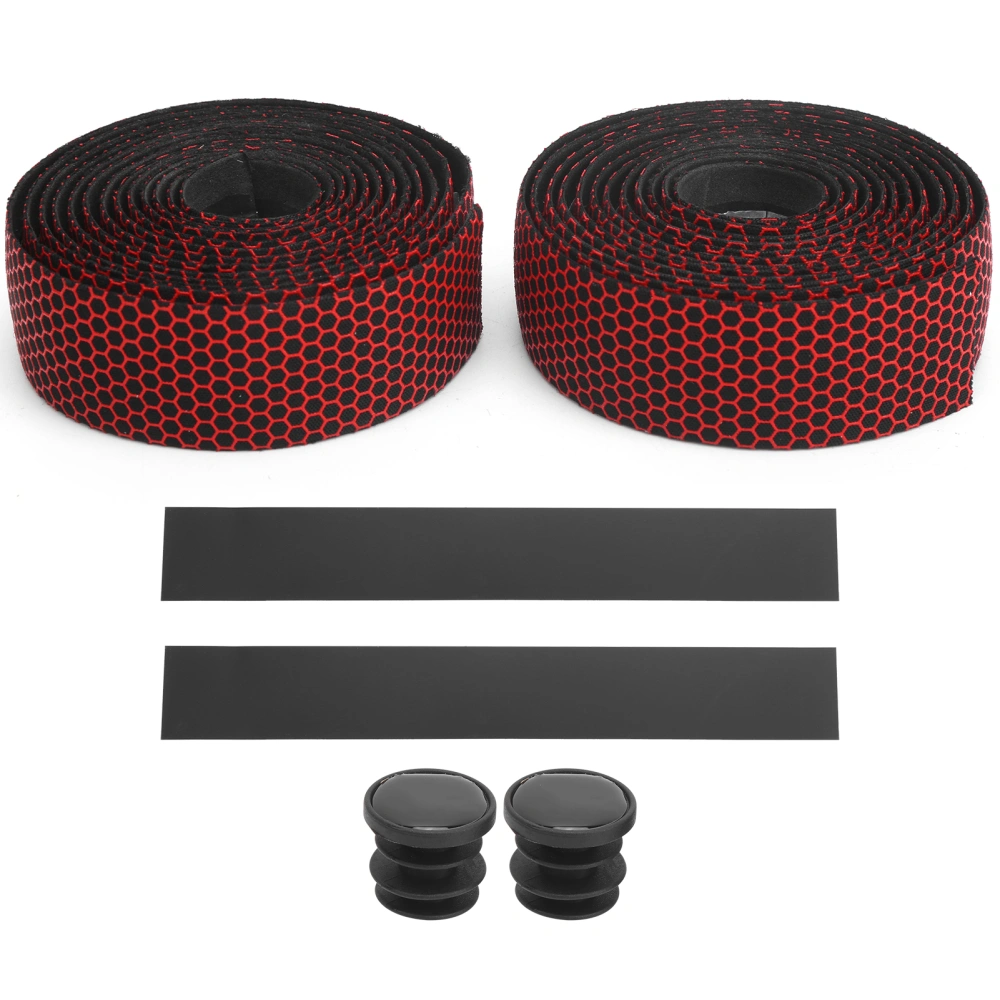 1 Pair Bike Handlebar Tape AntiSlip Elastic Bicycle Bike Cycling Handle Wraps Tape(Black Red )