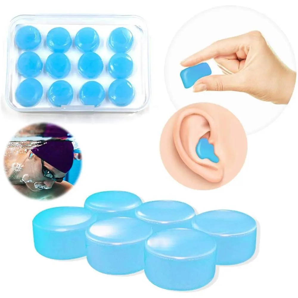 BuyWeek 12PCS Silicone Ear Plugs Noise Cancelling EarPlugs Waterproof Reusable Sleep Earplugs