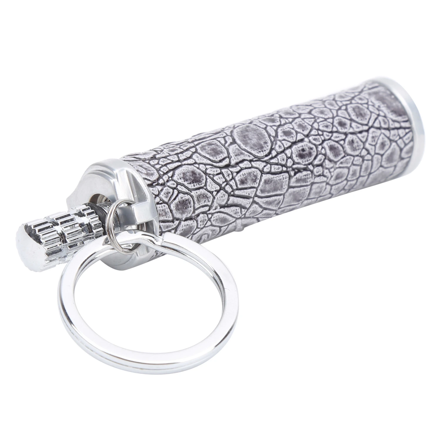 Outdoor Portable Match Fire Lighter Waterproof Reusable Flint Lighter with KeychainSilver Shell