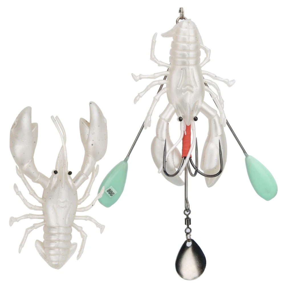 PVC Fishing Lifelike Lures Artificial Crayfish Shape Bait Deep Sea Fishing Accessory80g Silver