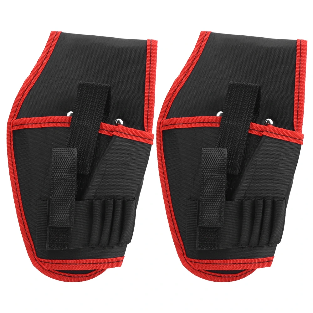 2Pcs Electric Drill Belt Pouch Portable Cordless Electrician Tool Multifunctional BagRed Edge