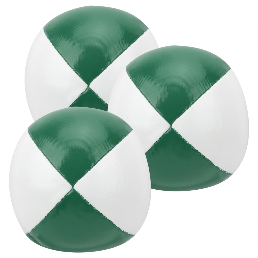 3Pcs PU Leather Juggling Balls Indoor Leisure Portable Performance Practice BallsGreen White