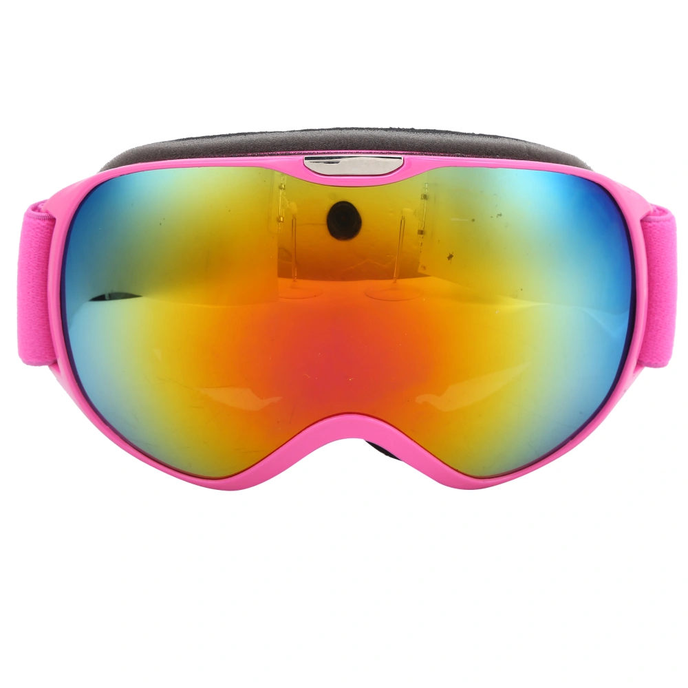 Ski Goggles AntiFog Windproof Double Layer PC Lens Climbing Snow Sports Glasses for Children(Pink )