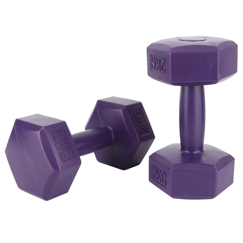 Rubber Coating Hex Unisex Fitness 4kg Dumbbell Household Fitness Equipment Deep Purple