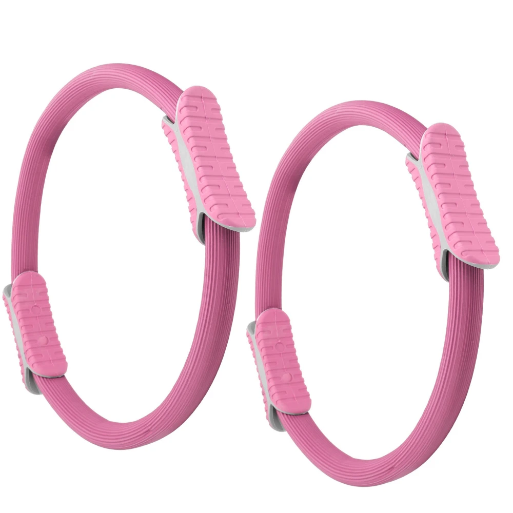 2pcs Yoga Circle Pilates Fitness Resistance Double Handled Exercise Gym Resistance WheelPink