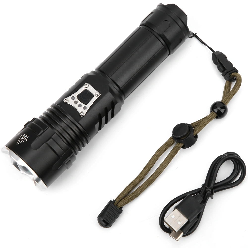 High Brightness Outdoor Flashlight Zoomable Focusing USB Rechargeable Smart Power Display