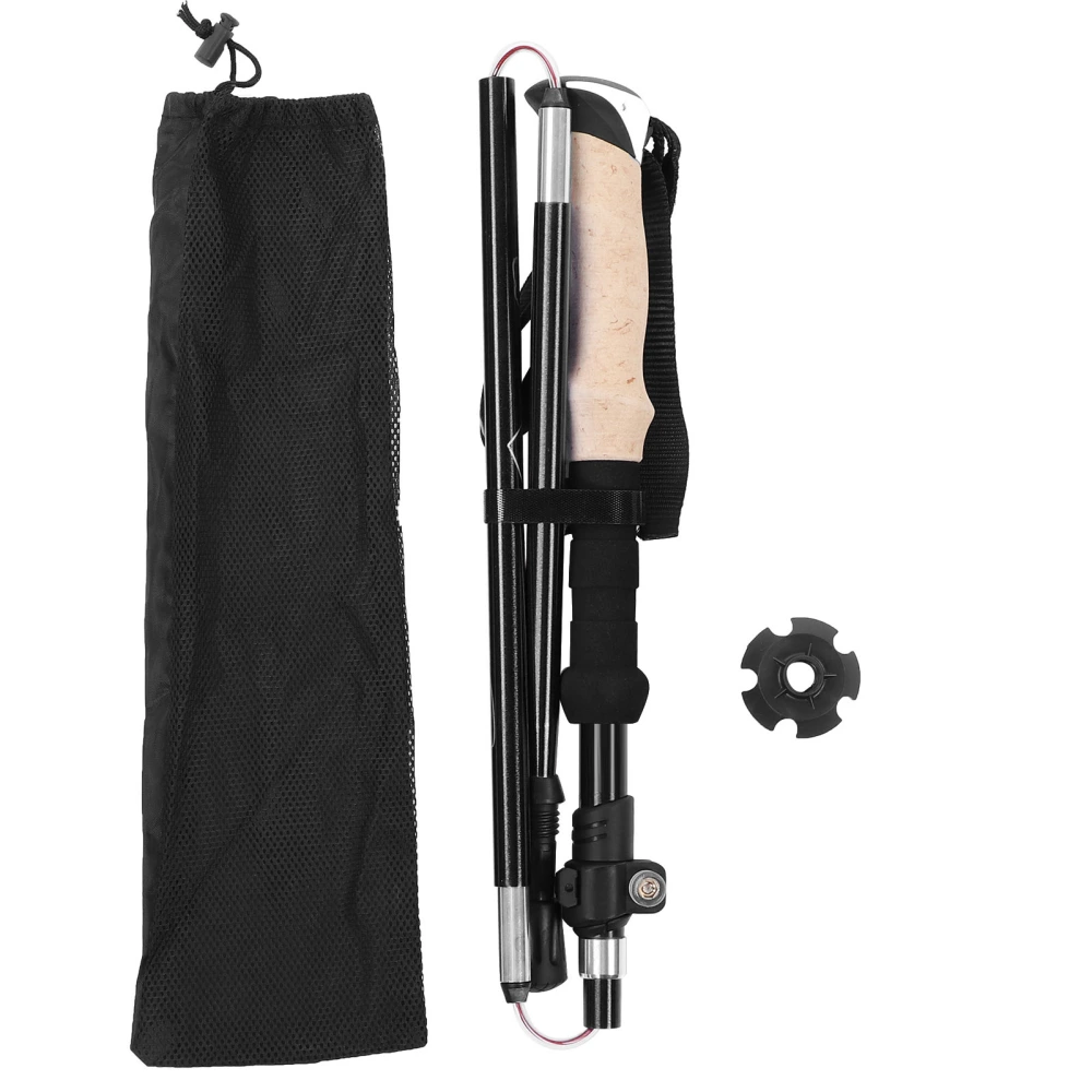 Telescopic Hiking Pole Portable Aluminum Alloy Folding Walking Stick for Outdoor SportsBlack