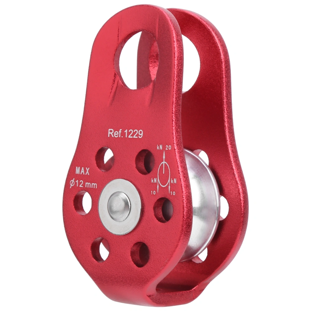 20KN Outdoor Small Climbing Pulley Aluminum Micro Fixed Side Pulleys for Aerial WorkRed